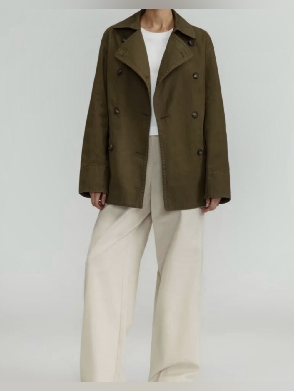 Everlane The Everlane Organic Cotton Herringbone Jacket size Small Brown